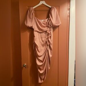 Astr Emma Ruched Bubble Midi Dress